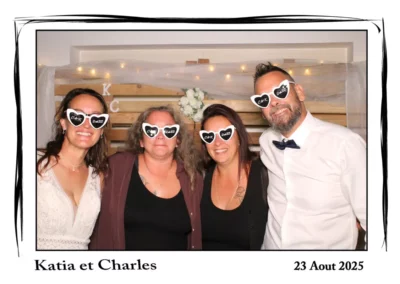 Photo souvenir avec photobooth Ă Reims lors du mariage de Katia et Charles